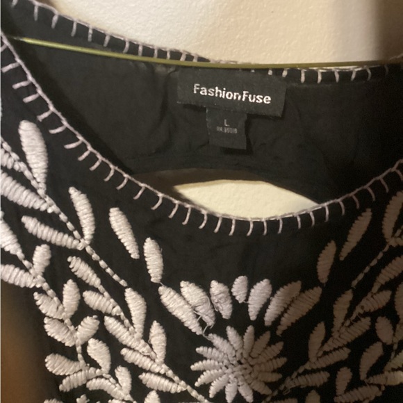 Women’s Fashion Fuse Embroidered Boho Smock Top Tunic Mini Dress Size L - Picture 3 of 5